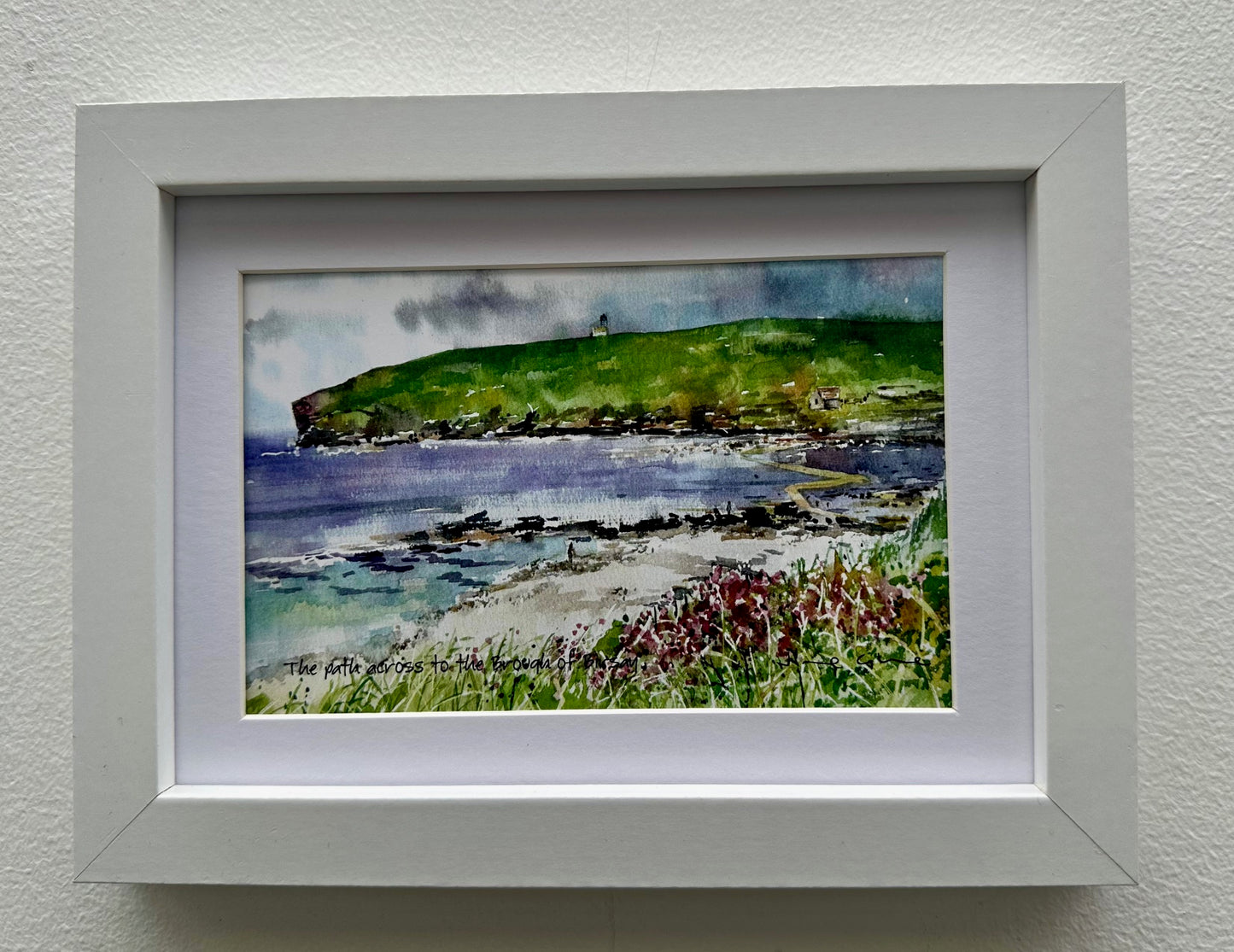 Small framed print/The path across to The Brough of Birsay