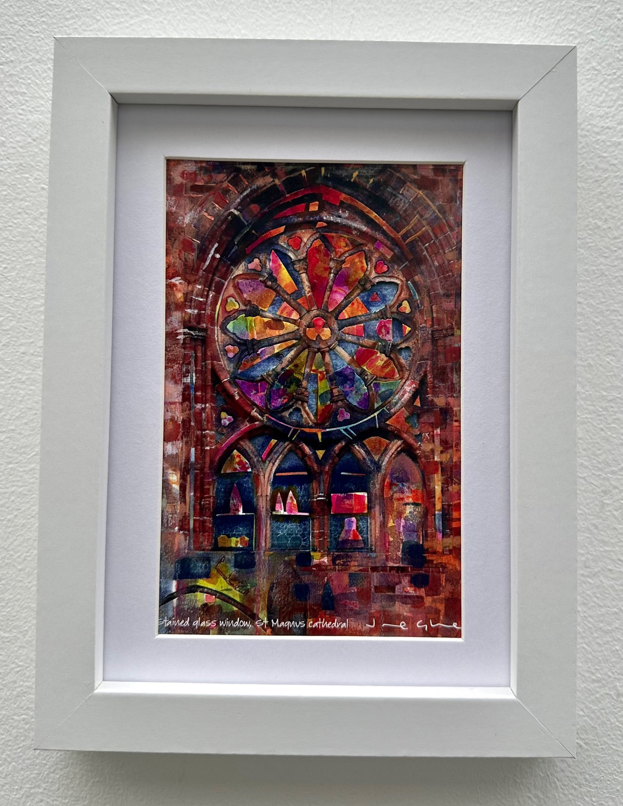 Small framed print/St Magnus cathedral stained glass window