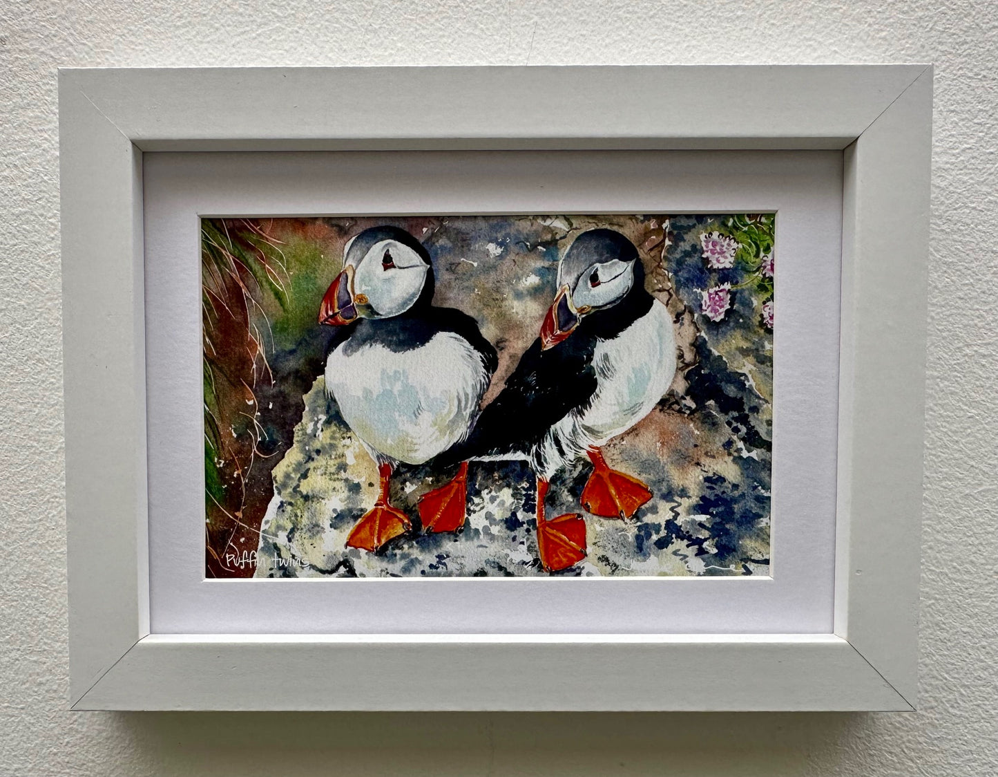 Small framed print/Puffin twins