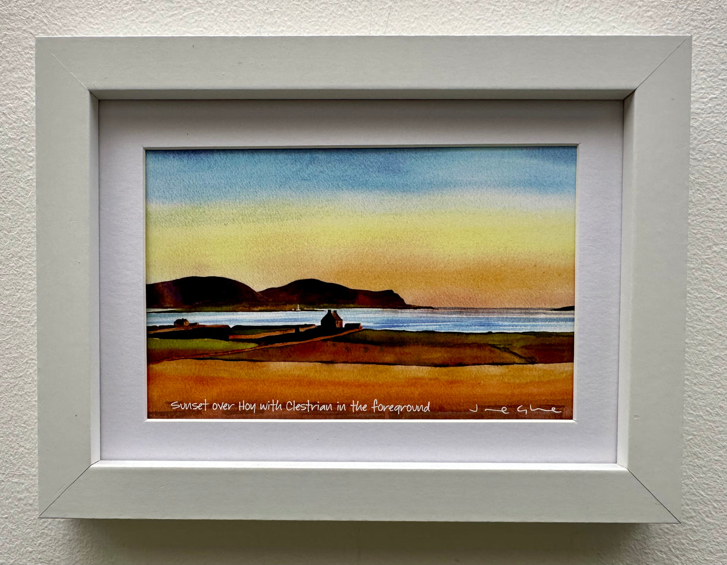 Small framed print/Sunset over Hoy with Clestrain in the foreground