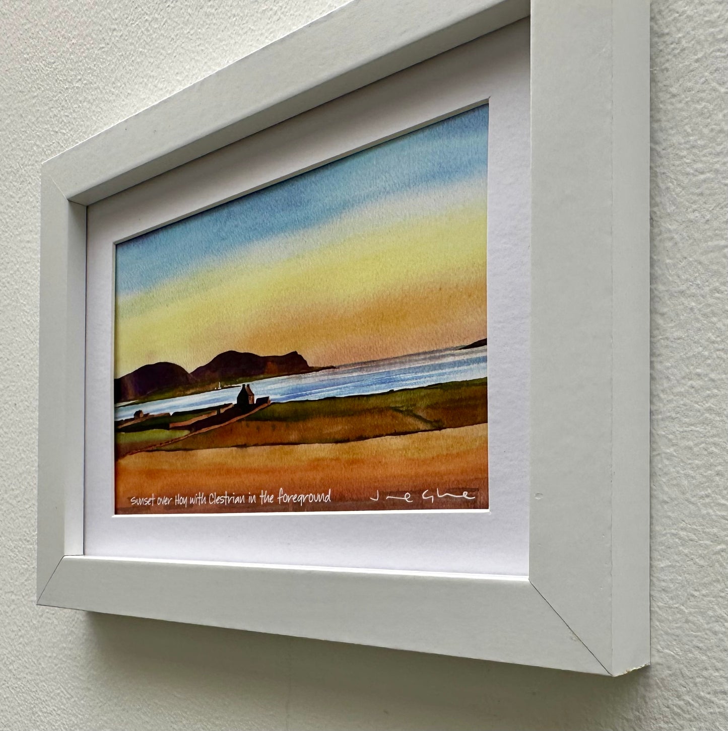 Small framed print/Sunset over Hoy with Clestrain in the foreground