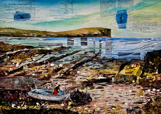 Hand finished print A4 size unframed/Going fishing in Birsay