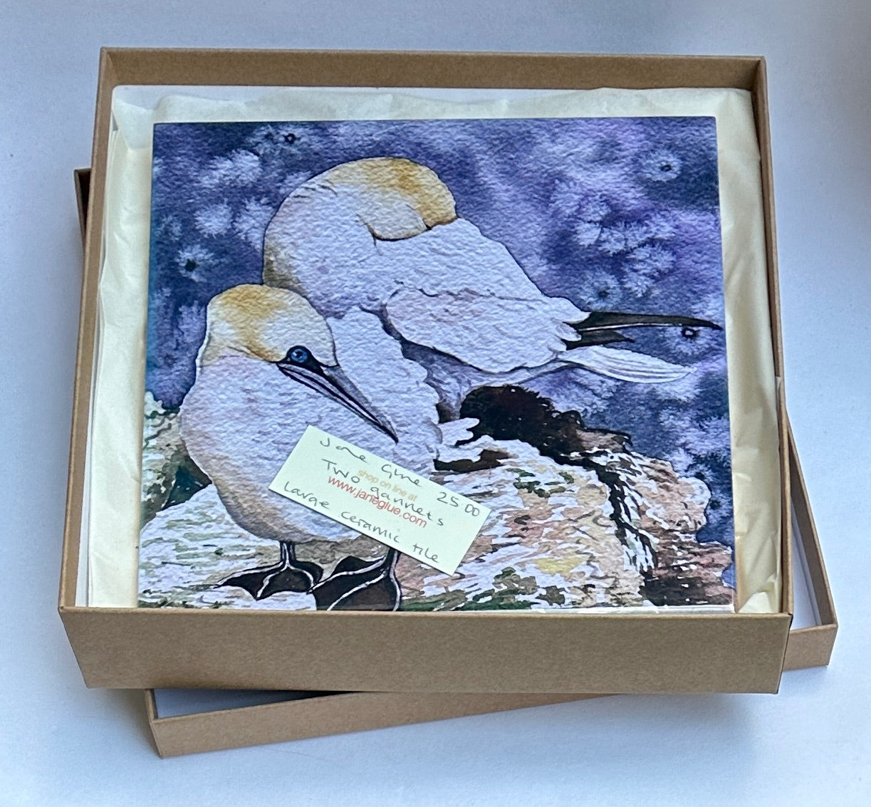 Large ceramic tile/Two gannets