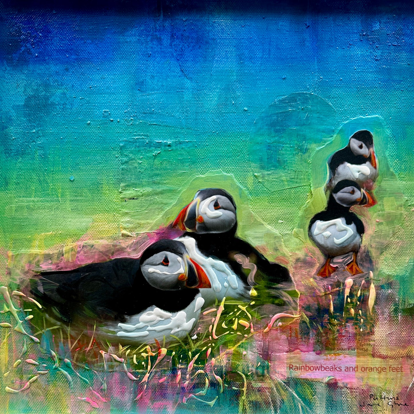 Original painting/Puffins