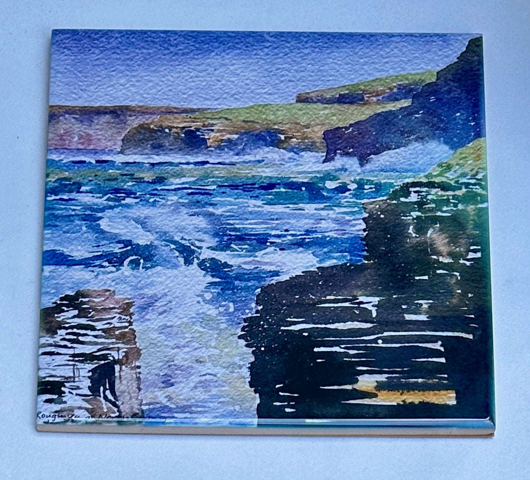 Large ceramic tile/Rough sea at North BIrsay