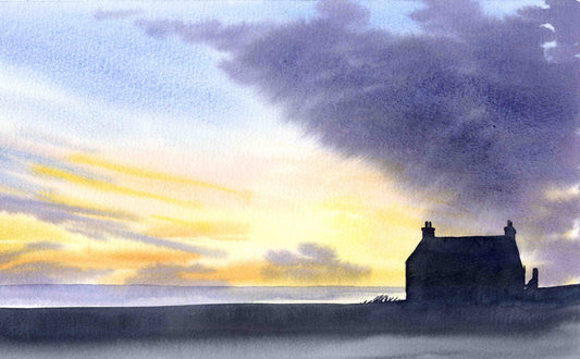 Limited edition print/Farmhouse with sunset, Orkney