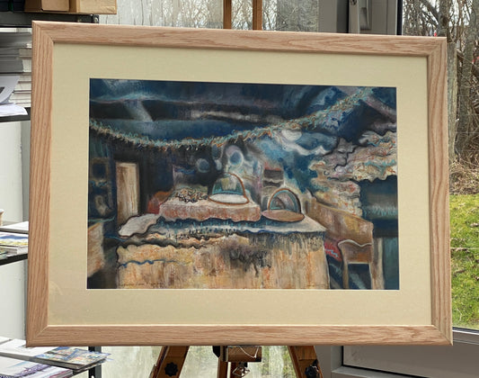 SUPER SALE ITEM! Original pastel painting framed/Kirbuster farm museum